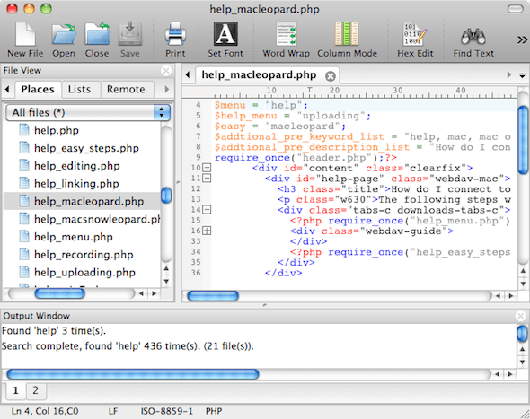 text editor for mac os x